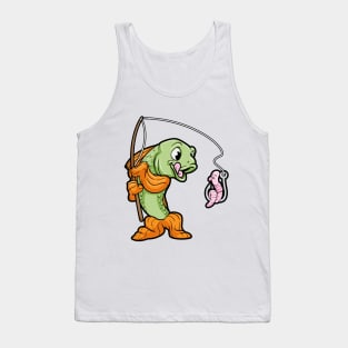 Fish at Fishing with Fishing rod and Made Tank Top